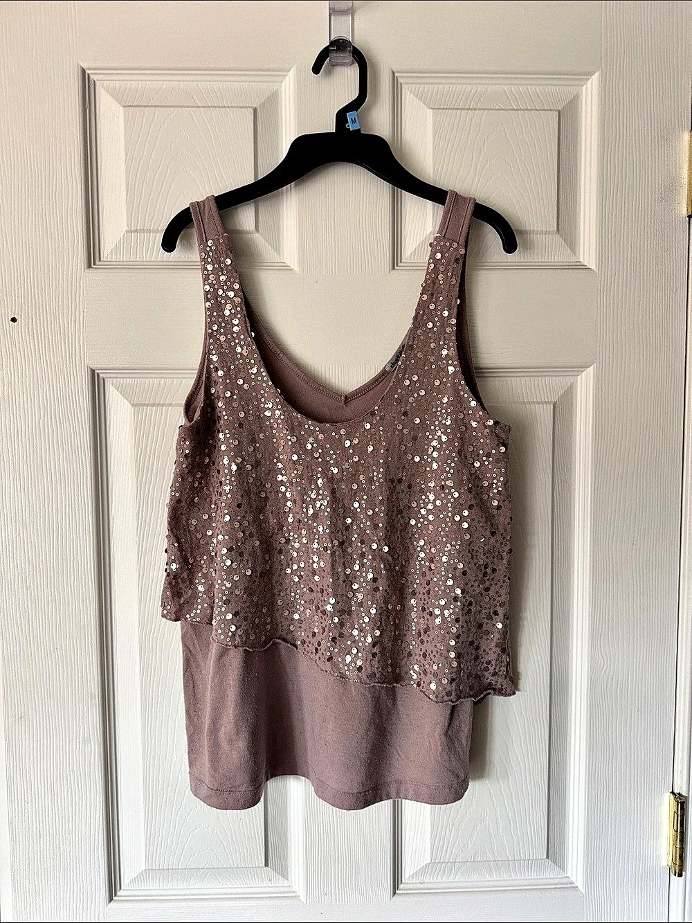 Charlotte Russe Sequin Tank Top in Pale Pink Size Medium Like New